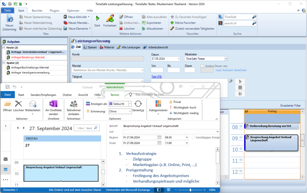 Outlook-Abgleich für Termine und Aufgaben