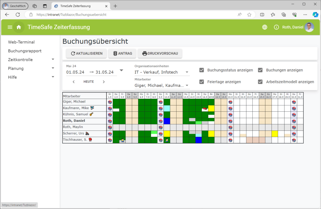 Graphische Darstellung der Ferien