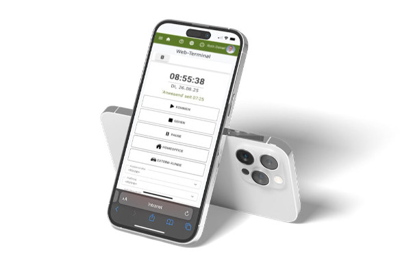Bild mit Smartphone und TimeSafe Web-Client