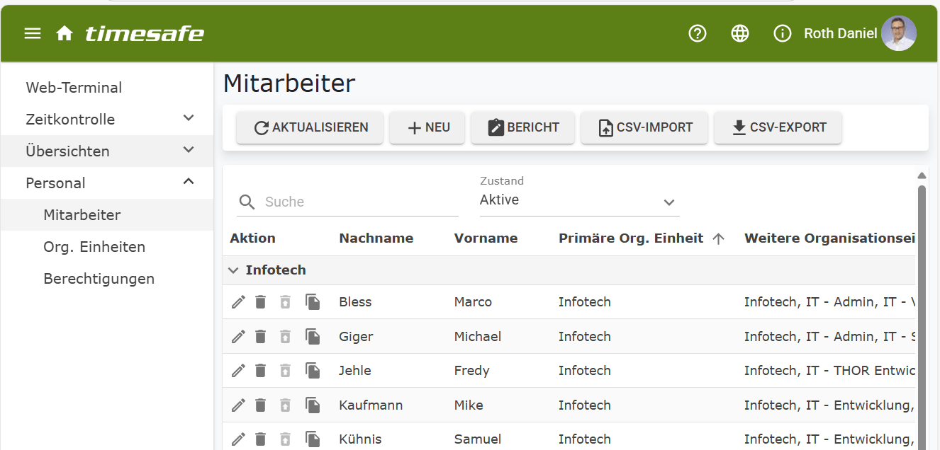 Mitarbeiterliste in Version 25.2