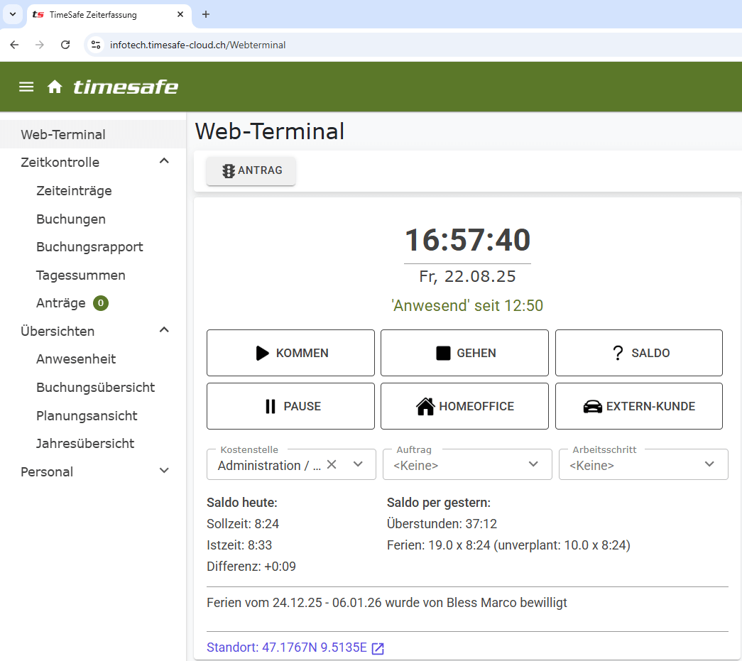 Beispiel für Optimierungen im Web-Terminal