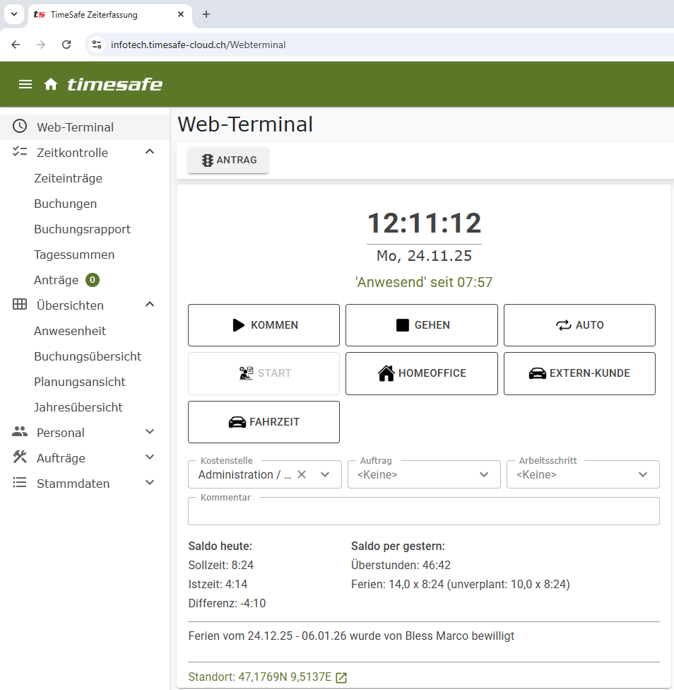 Beispiel für Optimierungen im Web-Terminal